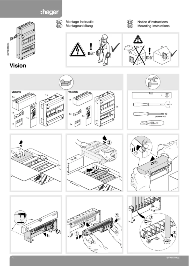 Afbeelding Montagehandleiding vision | Hager Nederland