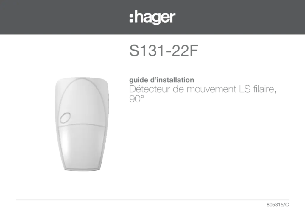 Image Notice Instal IR Filaire Hager S131-22F | Hager France