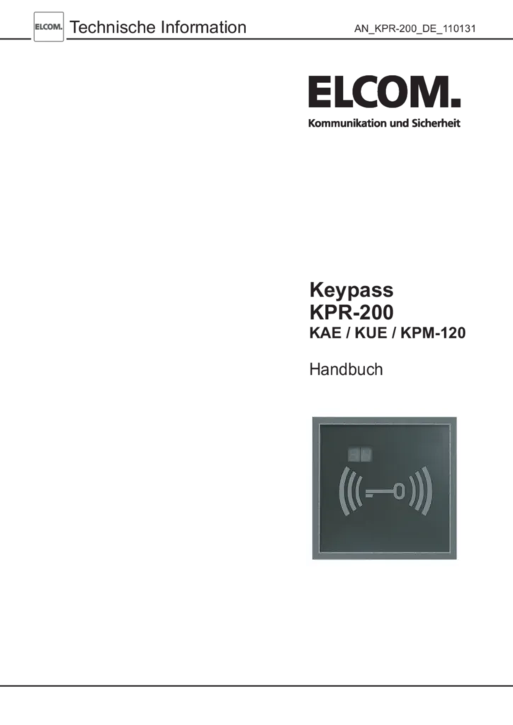 Bild Bedienungs- und Montageanleitung für 1506200 - Keypass (DE, Stand: 01.2011) | Hager Deutschland