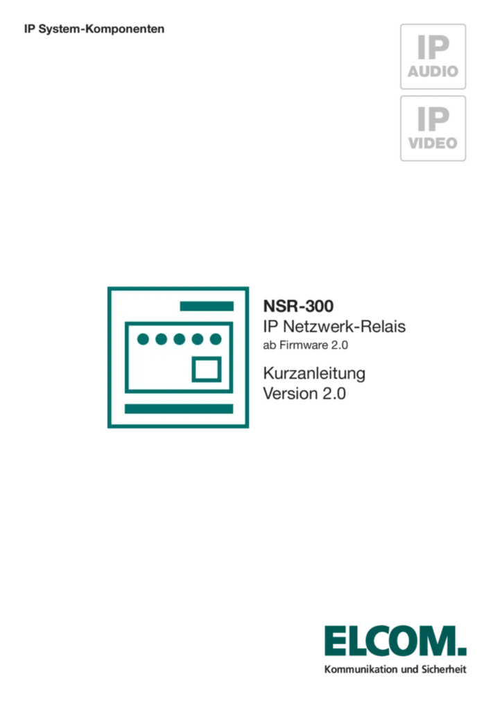Bild Bedienungs- und Montageanleitung für 1903300 - NSR-300 IP Netzwerk Relais Version 2.0 (DE, Stand: 08.2015) | Hager Deutschland