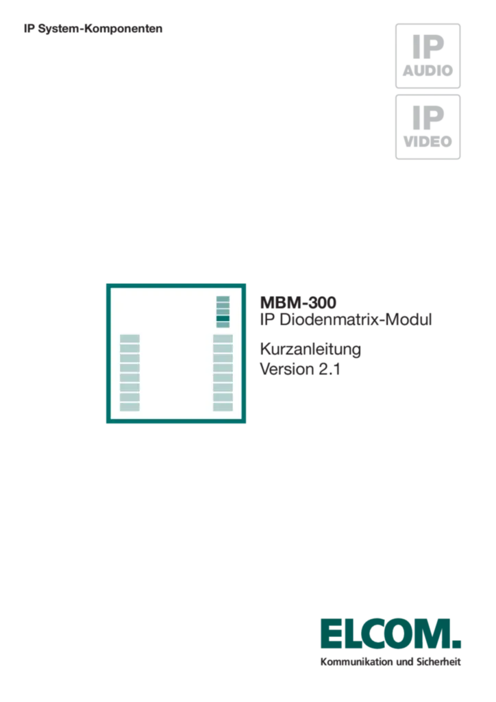 Bild Bedienungs- und Montageanleitung für 5813100 - MBM-300 IP Diodenmatrix-Modul Version 2.1 (DE, Stand: 08.2015) | Hager Deutschland