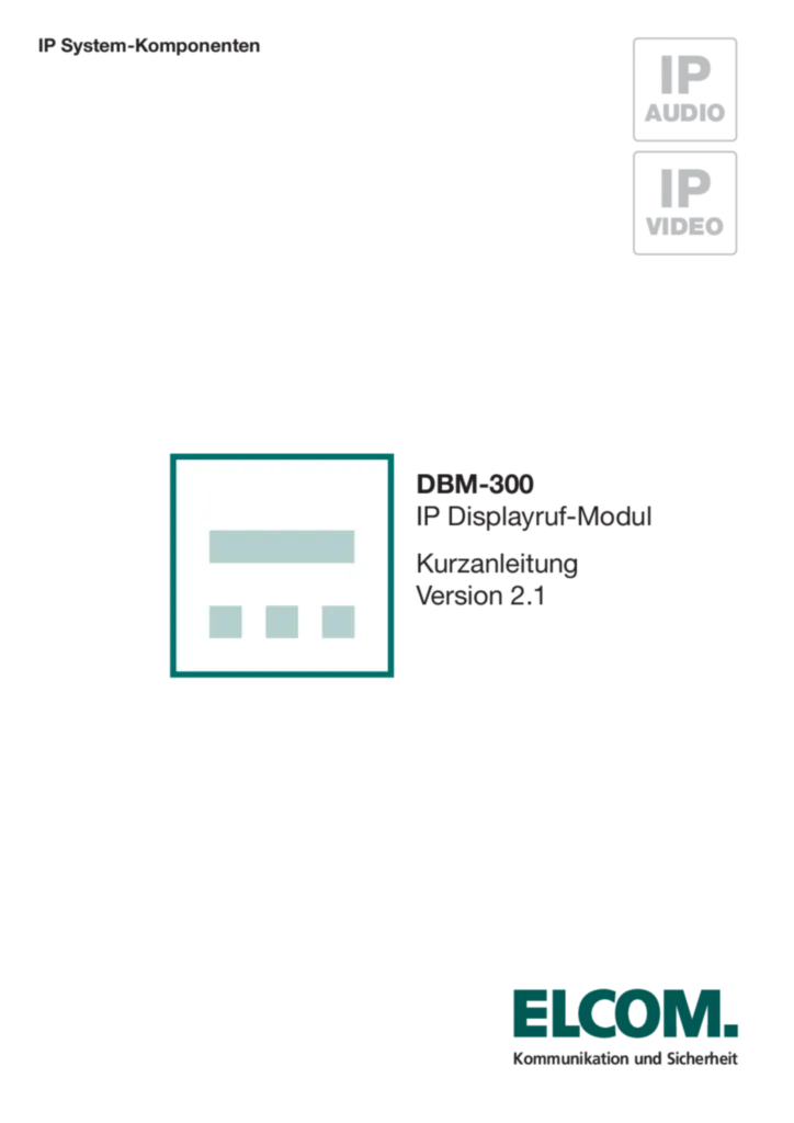 Bild Bedienungs- und Montageanleitung für 5813560 - DBM-300 IP Display Ruf-Modul Version 2.1 (DE, Stand: 08.2015) | Hager Deutschland