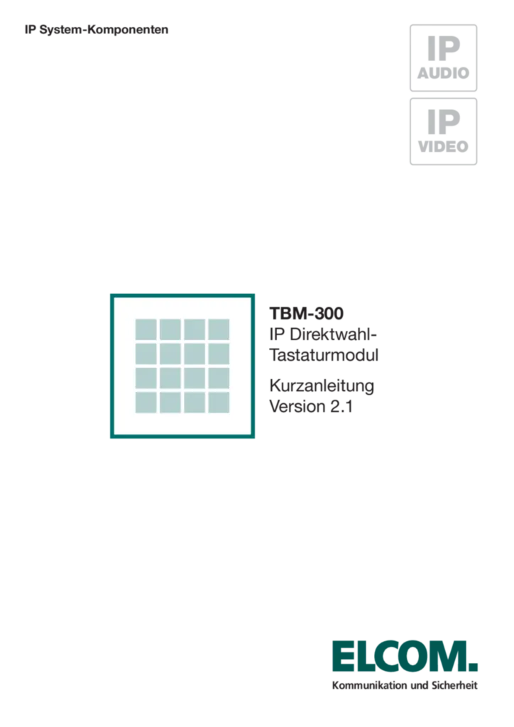 Bild Bedienungs- und Montageanleitung für 5813600 - TBM-300 IP Direktwahl-Tastaturmodul Version 2.1 (DE, Stand: 08.2015) | Hager Deutschland