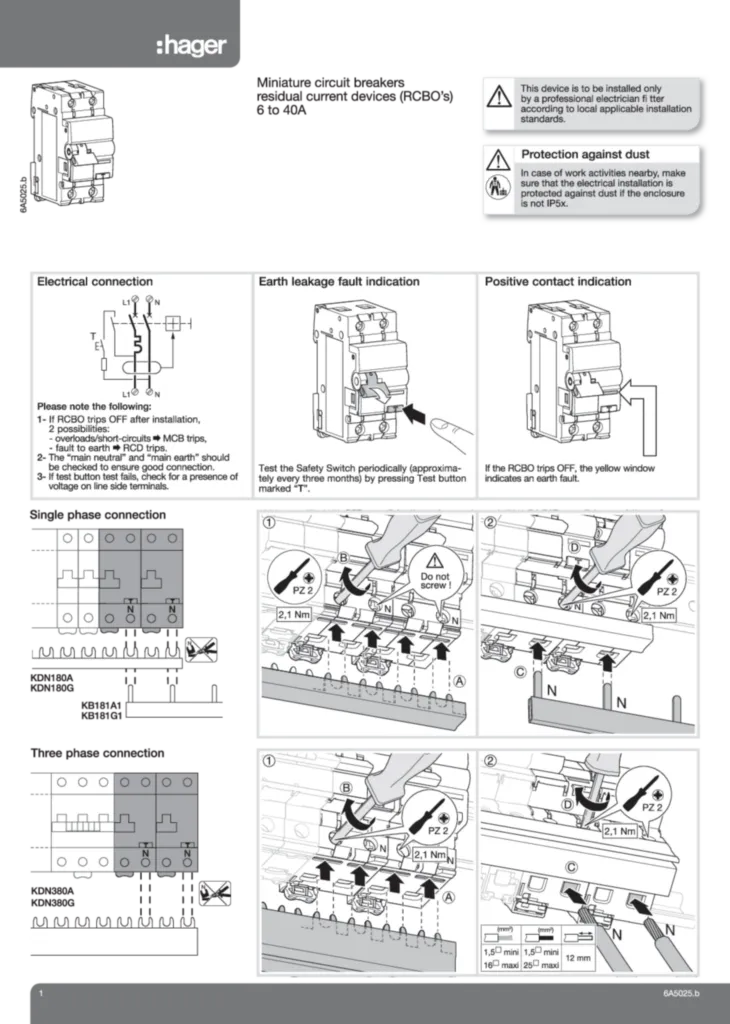 Image Notice RCBO 6kA bypass_GB  | Hager Australia