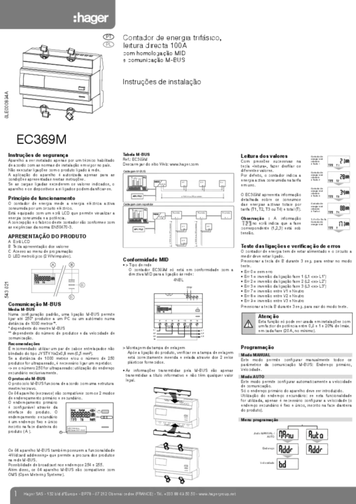 Imagem Manual de instalação pl-PL, pt-PT 2014-11-28 | Hager Portugal