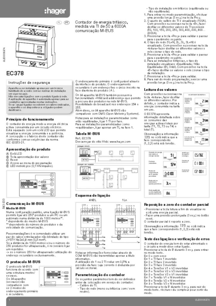 Imagem Manual de instalação pl-PL, pt-PT 2014-11-28 | Hager Portugal