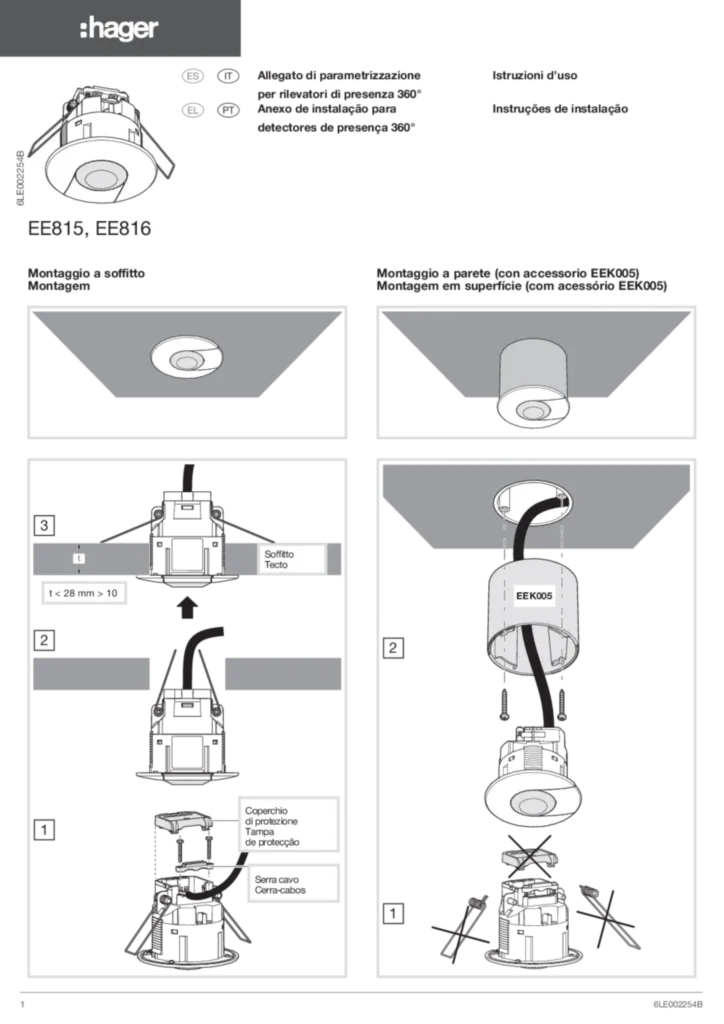 Immagine Manuale di installazione es-ES, el-GR, it-IT, pt-PT 2011-02-01 | Hager Italia