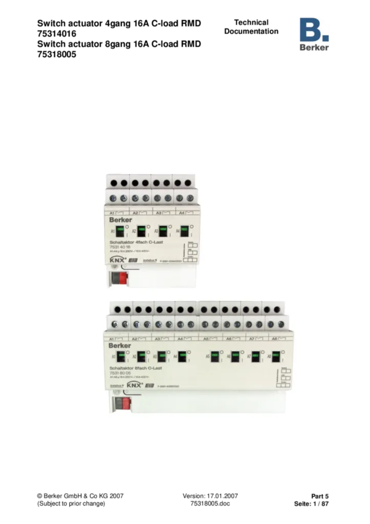 Image Description de l'application ETS pour 75318005 - Actionneur de commutation 8 postes rail DIN pour charge C (EN, 2007-01) | Hager France