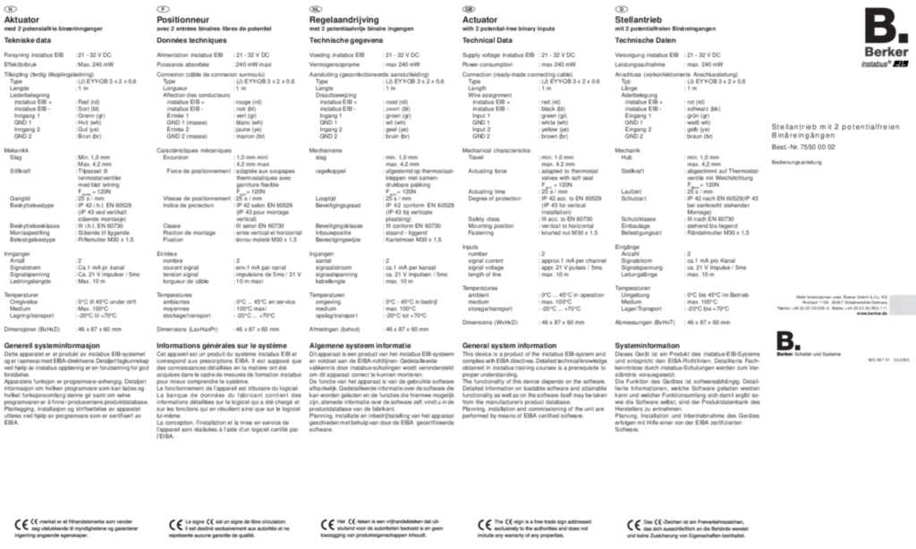 Bild Bedienungs- und Montageanleitung für 75500002 - KNX Stellantrieb (DE-EN-NL-FR-NO, Stand: 03.2003) | Hager Deutschland