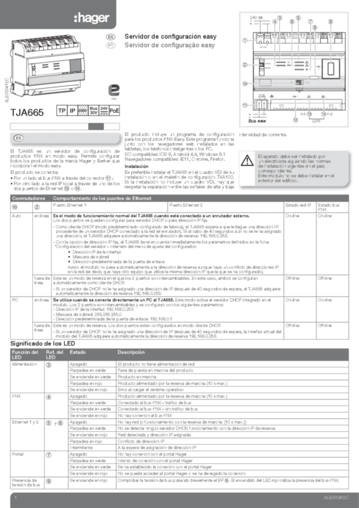 Imagem Manual de instalação es-ES, pt-PT 2014-07-01 | Hager Portugal
