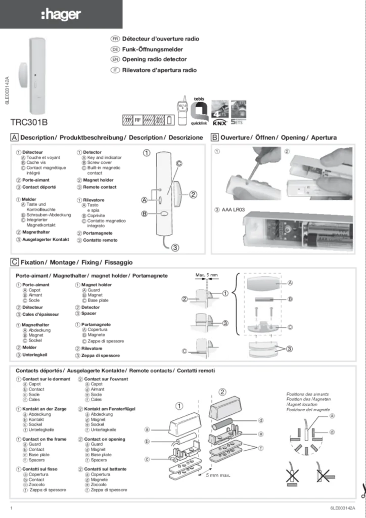 Immagine Manuale di installazione en-GB, fr-FR, de-DE, it-IT, pl-PL 2010-09-28 | Hager Italia
