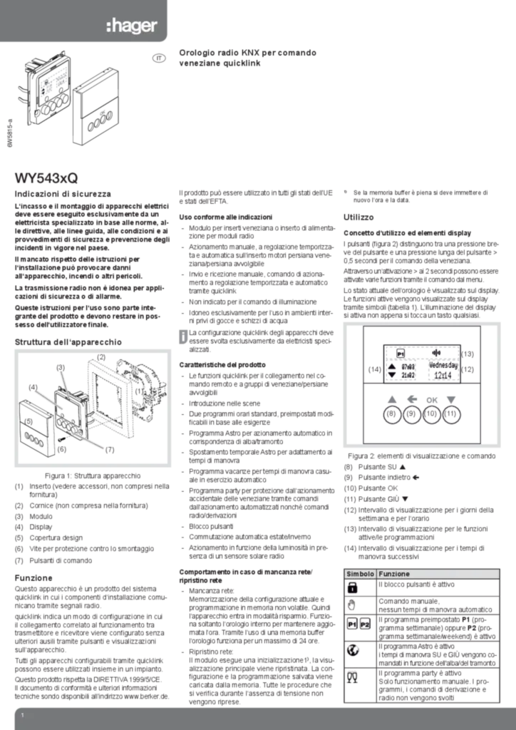 Bild Programmateur volet RF quicklink WY543xQ | Hager Deutschland