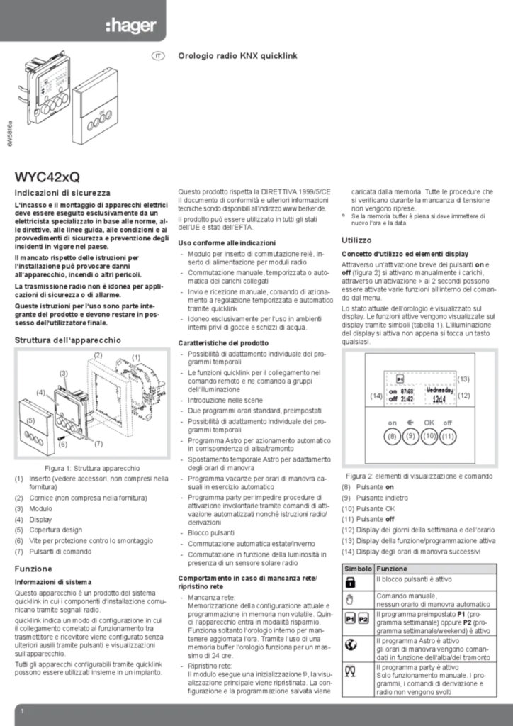 Bild Programmateur RF KNX quicklink WYC42xQ | Hager Deutschland