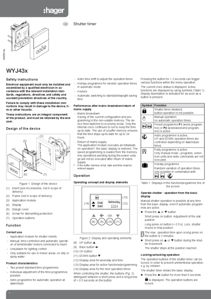Bild Programmateur volet WYJ43x | Hager Deutschland