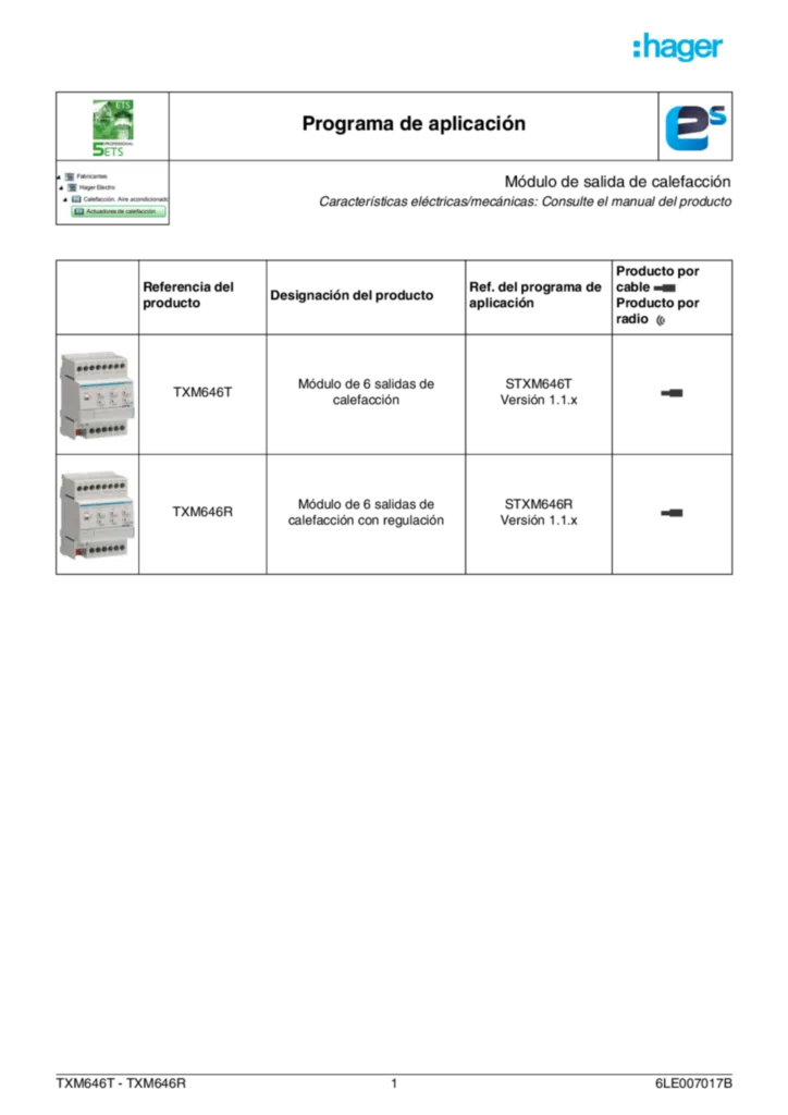 Imagen Application description ETS-Easy TXM646T_TXM646R | Hager España