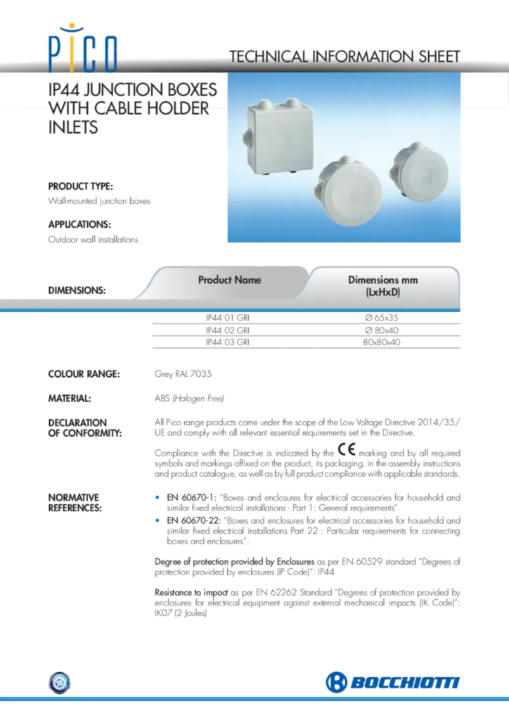 Immagine Scheda_Tecnica_Materiale_Bocchiotti_PICO_IP44_GRI_EN | Hager Italia