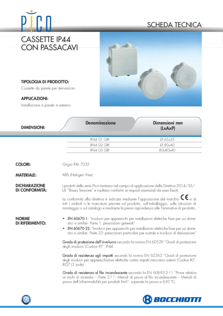 Immagine Scheda_Tecnica_Materiale_Bocchiotti_PICO_IP44_GRI_IT | Hager Italia