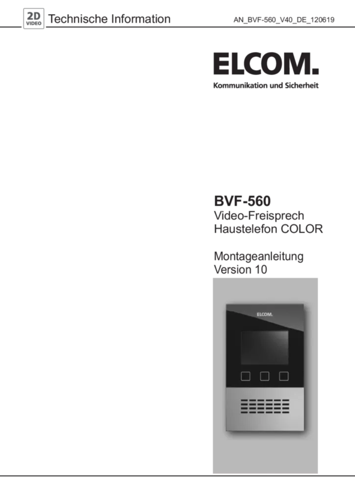 Bild Installationsanleitung für 1067618, 1068618, 1835600 - VideoSet 1/2 Teilnehmer 2D-Video ESTA/BVF-560 (DE, Stand: 06.2012) | Hager Deutschland
