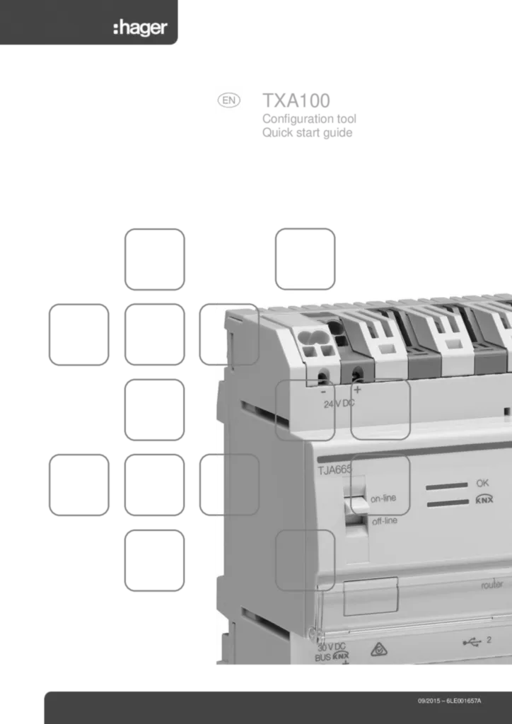 Bild Schnellstart-Anleitung für TXA100 - KNX easy Inbetriebnahme-Tool (EN, 2015-09) | Hager Deutschland