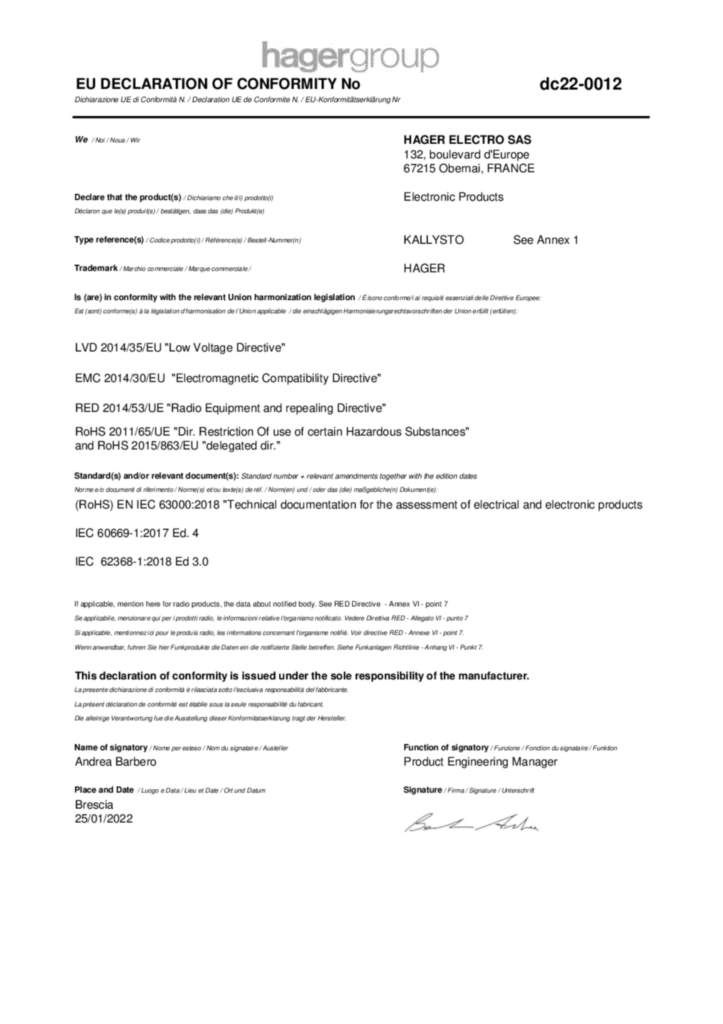 Bild Konformitätserklärung International 2022-01-25 | Hager Deutschland
