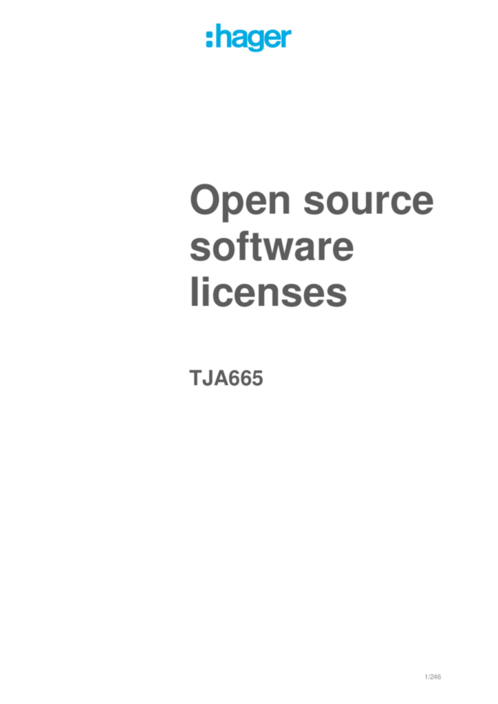 Image Licence Open Source du TJA665 | Hager Belgique