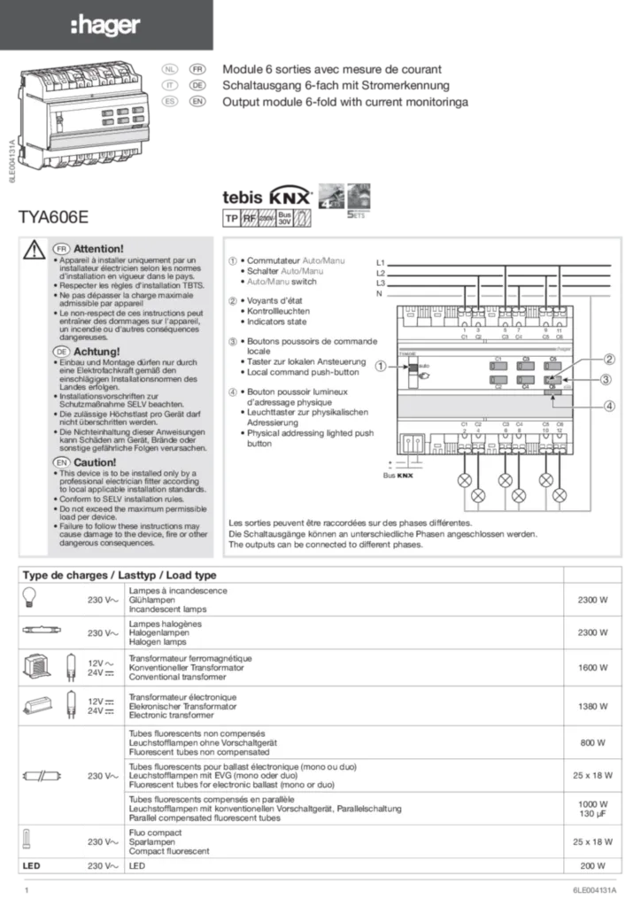 Afbeelding Installatiehandleiding en-GB, es-ES, fr-FR, de-DE, it-IT, nl-NL, pl-PL 2010-01-14 | Hager Nederland