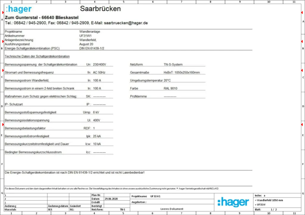 Bild Aufbau und Stromlaufplan UF31W1 | Hager Deutschland