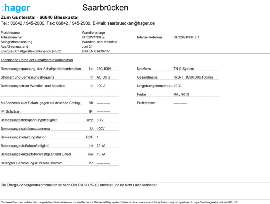 Bild Aufbau und Stromlaufplan UF32W1NSHZI1 | Hager Deutschland