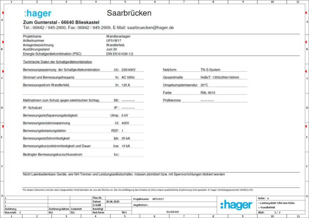Bild Aufbau und Stromlaufplan Uf51W17 | Hager Deutschland