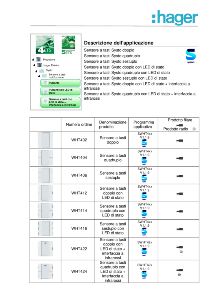 Image Description de l'application ETS pour Bouton poussoir KNX xtouches V2 (IT, 2018-09) | Hager Suisse