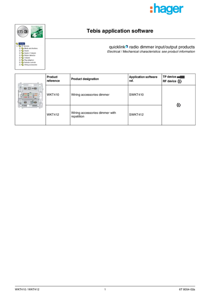 Image Description d'application ETS WKT410_WKT412 | Hager France