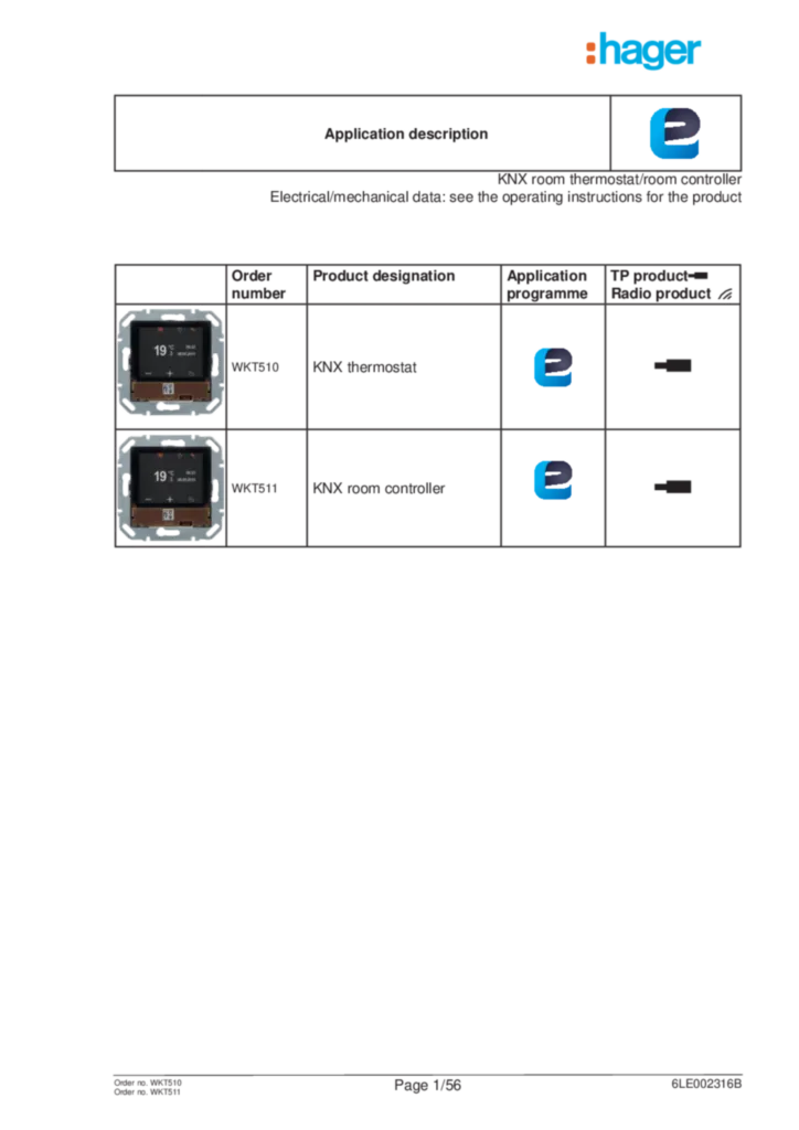 Image Description de l'application EASY pour WKT510-WKT511 - Thermostat/controleur d'ambiance KNX (EN, 2020-09), easy link | Hager France