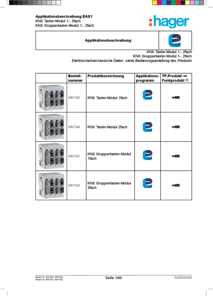 Bild Applikationsbeschreibung ETS für WNT30X-WNT33X - KNX Cubyko Taster-/Gruppentaster-Modul 1-/2fach, mit integriertem Busankoppler (DE, 2017-04) | Hager Deutschland
