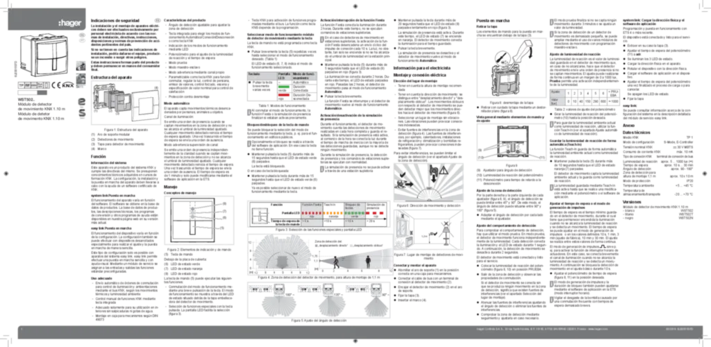 Imagem Manual for WST502xx - KNX motion detector module (ES-PT, 2018-05) | Hager Portugal