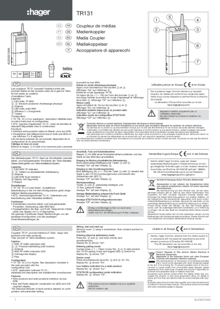 Afbeelding Installatiehandleiding en-GB, es-ES, fr-FR, de-DE, it-IT, nl-NL, nn-NO, pl-PL, pt-PT, sv-SE 2017-04-27 | Hager Belgium