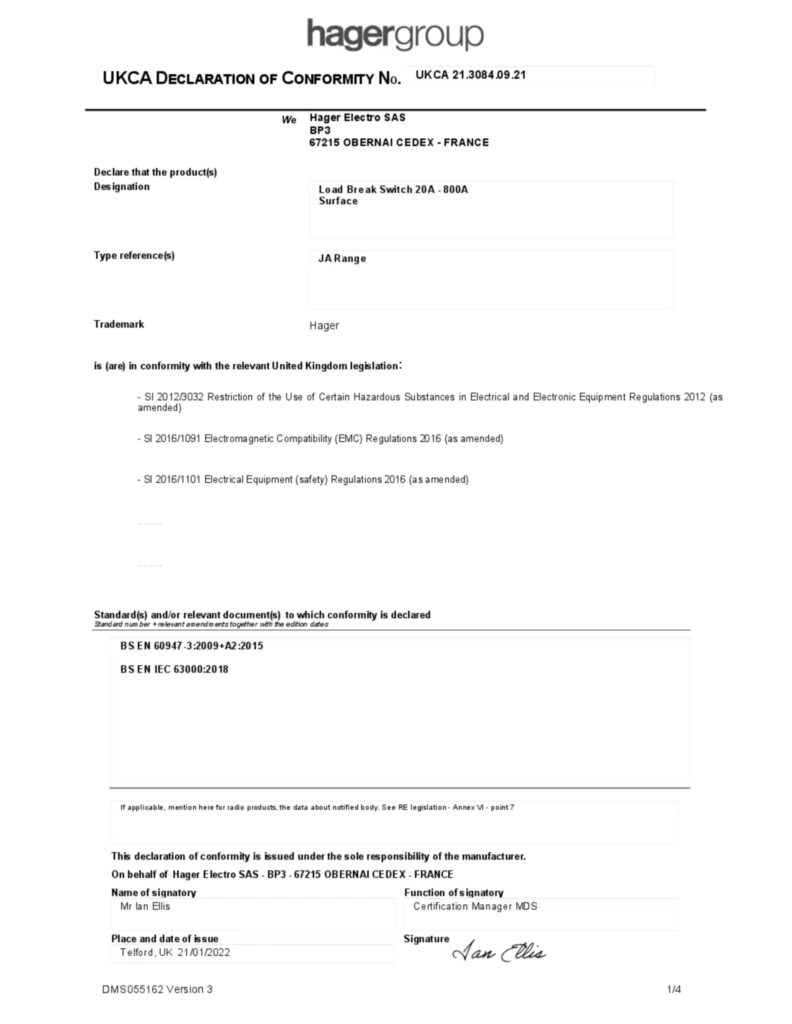 Image Declaration  | Hager