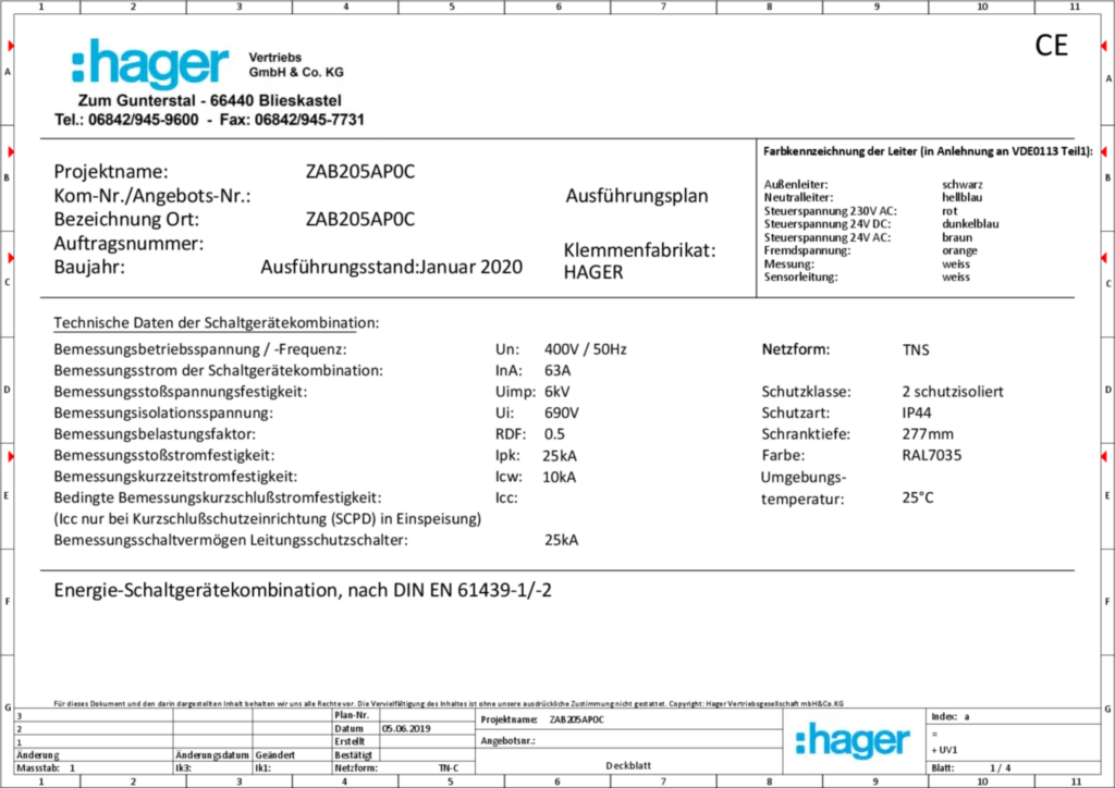 Bild Aufbau und Stromlaufplan ZAB205AP0C | Hager Deutschland