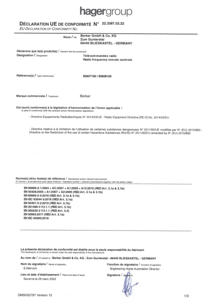 Bild Declaration | Hager Deutschland