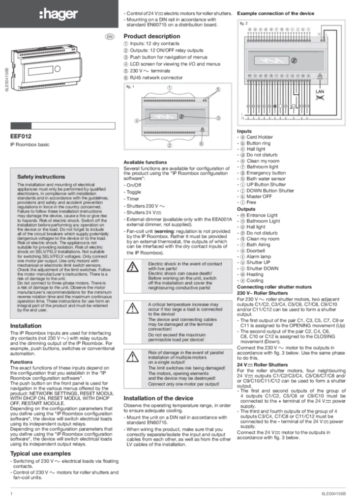 Image Notice EEF012 EN | Hager France
