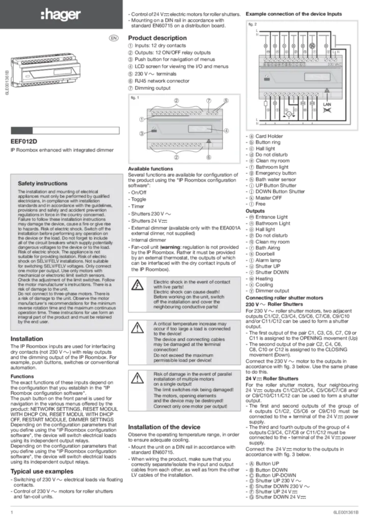 Image Notice EEF012D EN | Hager France