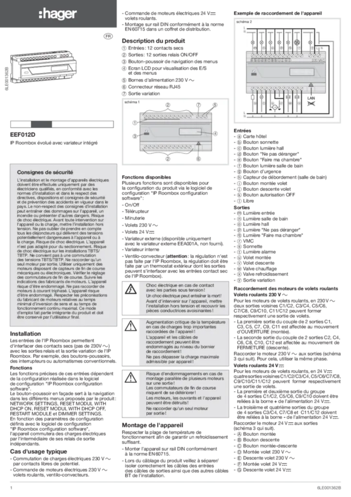 Image Notice EEF012D FR | Hager France