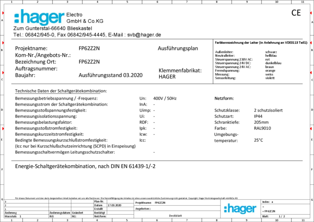 Bild Aufbau und Stromlaufplan FP62Z2N | Hager Deutschland