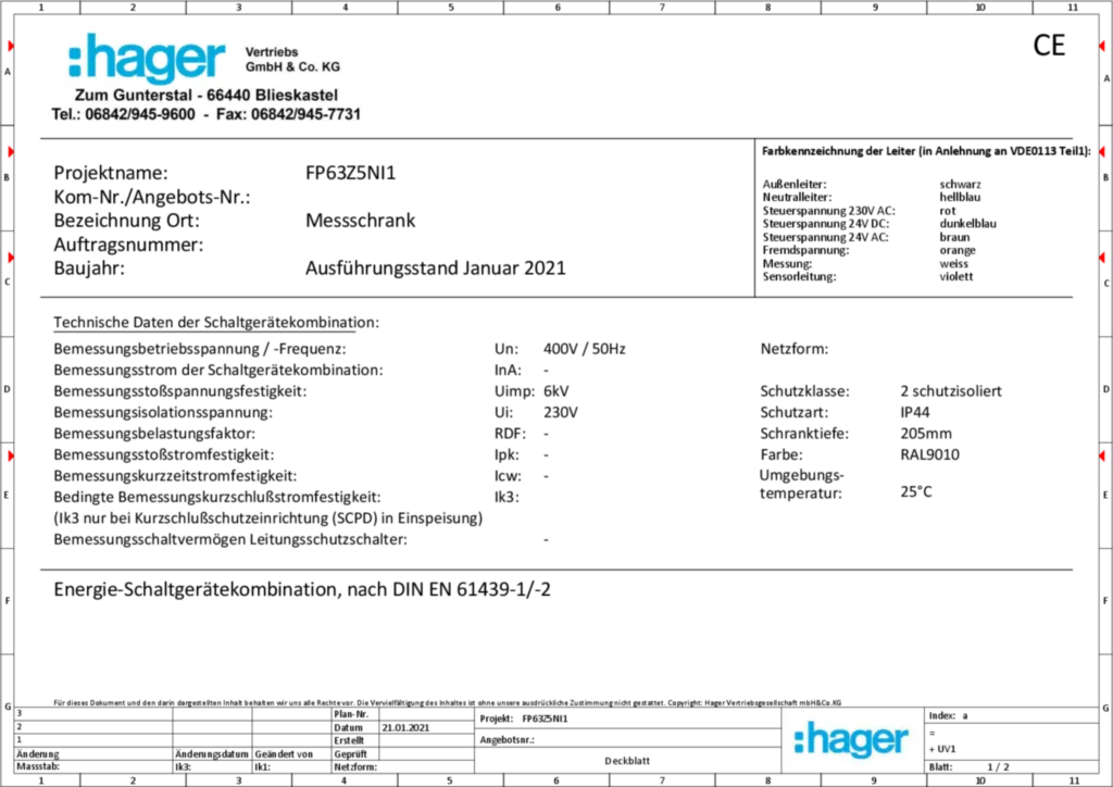 Bild Aufbau und Stromlaufplan FP63Z5N | Hager Deutschland