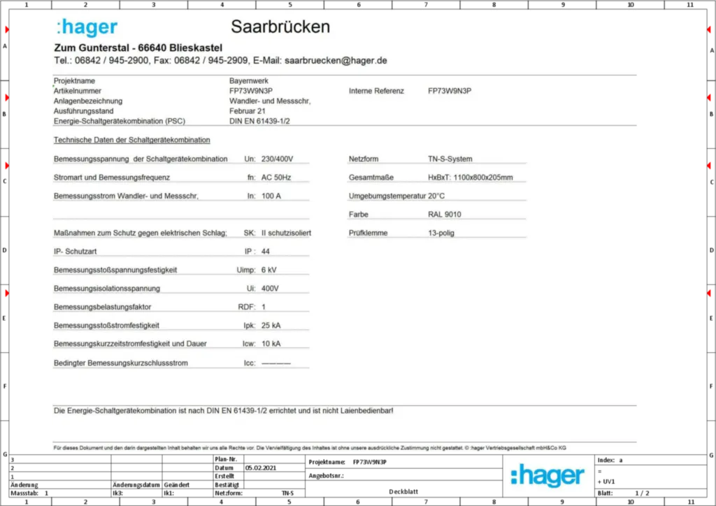 Bild Aufbau und Stromlaufplan FP73W9N3P | Hager Deutschland