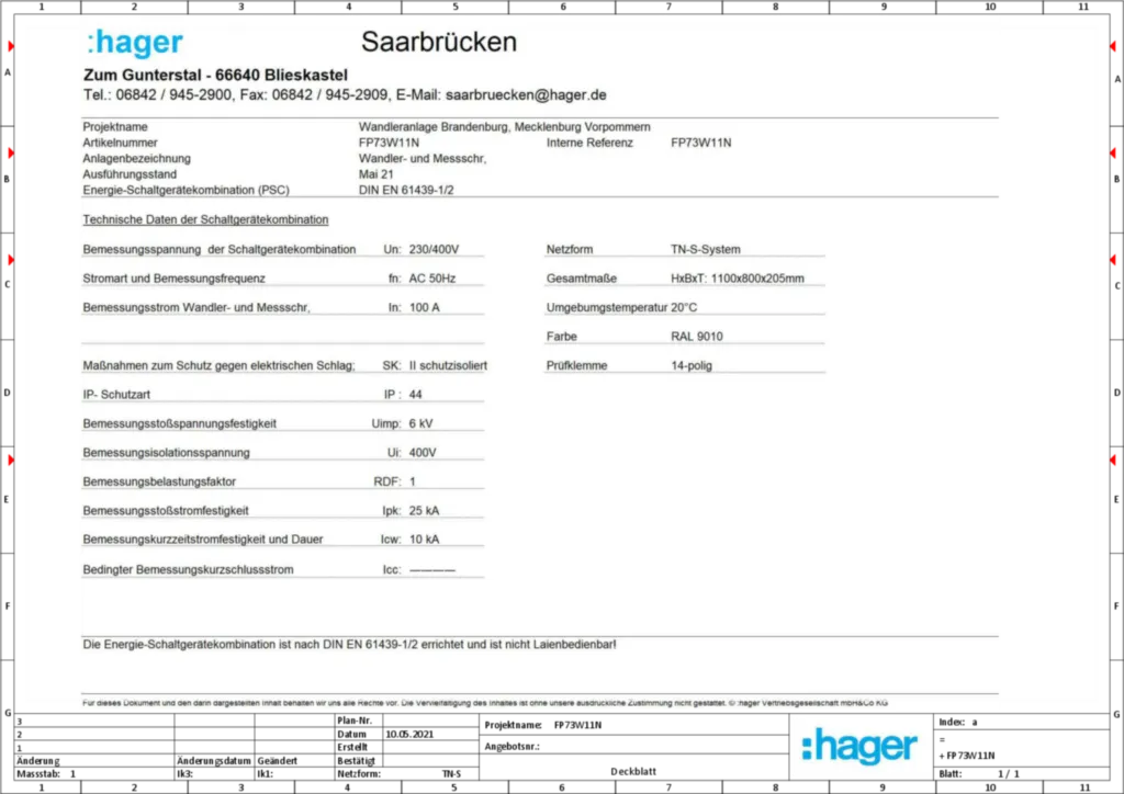 Bild Aufbau und Stromlaufplan FP73W11N | Hager Deutschland