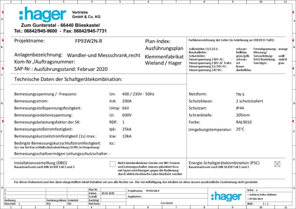 Bild Aufbau und Stromlaufplan FP93W2N-R | Hager Deutschland