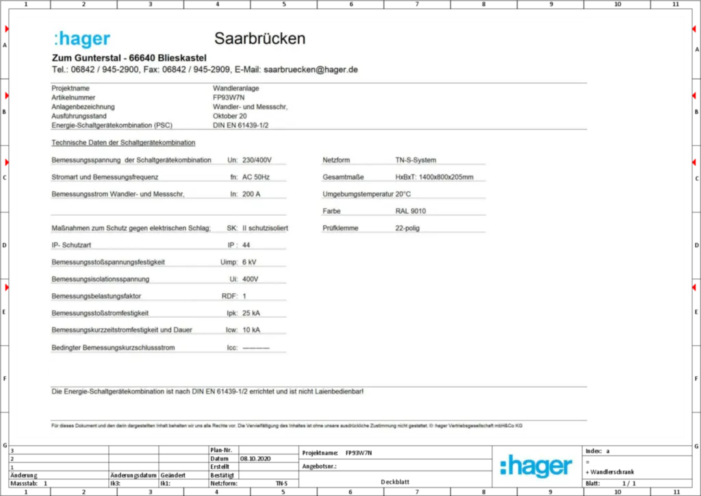 Bild Aufbau und Stromlaufplan FP93W7N | Hager Deutschland