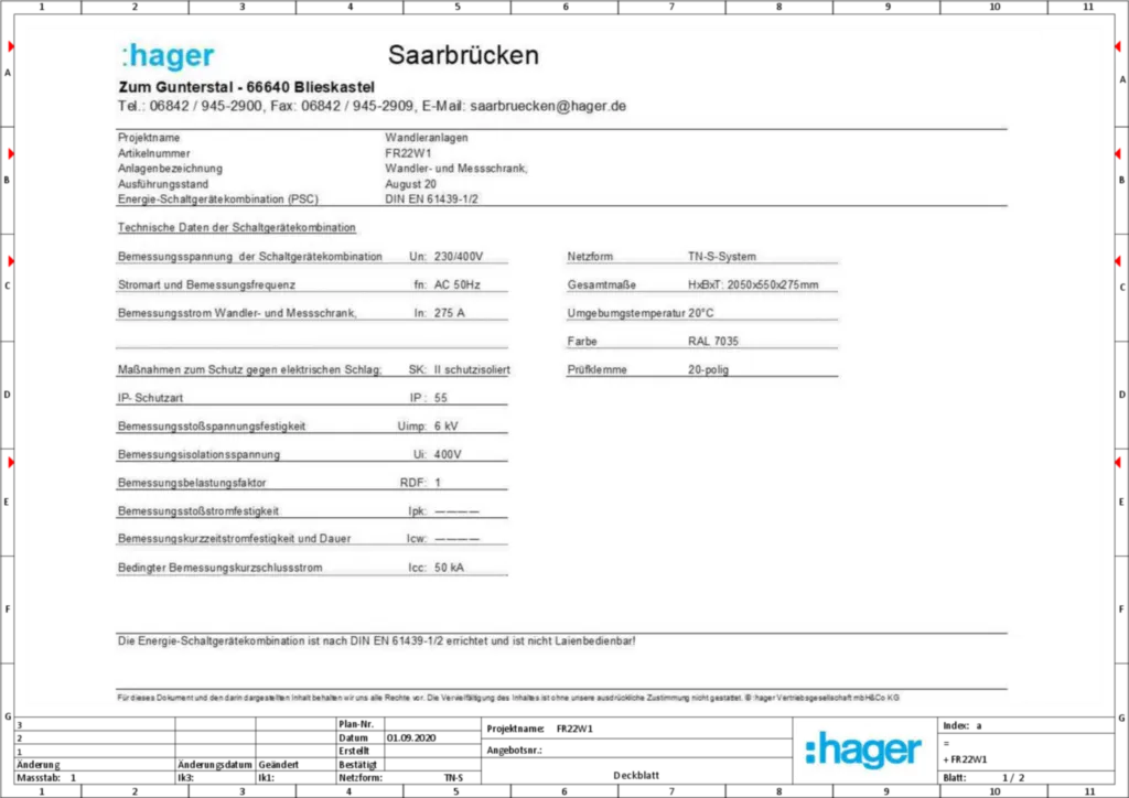 Bild Aufbau und Stromlaufplan FR22W1 | Hager Deutschland
