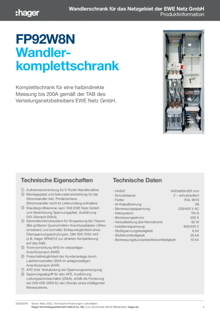 Bild Wandlerschrank für das Netzgebiet der EWE Netz GmbH | Hager Deutschland