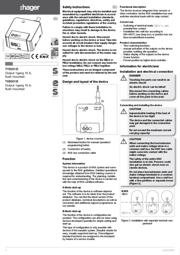 Afbeelding Korte handleiding eindgebruiker en-GB 2019-11-08 | Hager Belgium